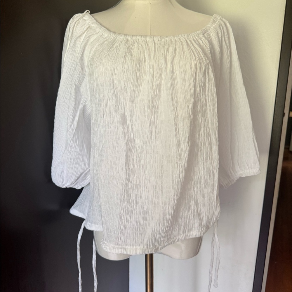 White Off-Shoulder Peasant Top - Classic Women's Blouse